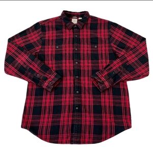 🇺🇦 Dockers Y2K Plaid Flannel Shirt Large 90s Jfk Jr Core Father's Day Gift New